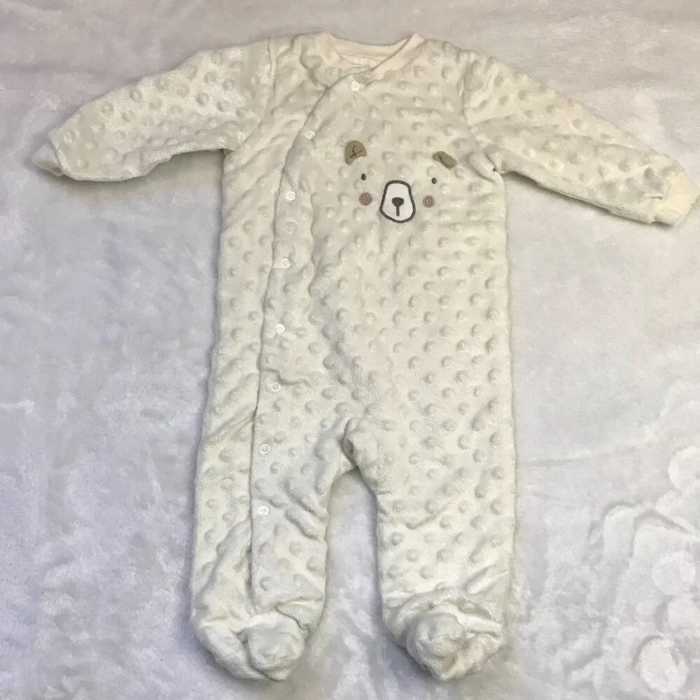 Kyle & Deena Embroidered Bear Face One Piece Footed Outfit Unisex‎ Baby 6-9M